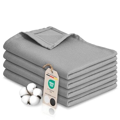 Bellphany 4er Set Geschirrtücher - Küchentücher 100% türkische Baumwolle, Oeko-TEX® zertifizierte Geschirrhandtücher, 45x60cm, grau einfarbig