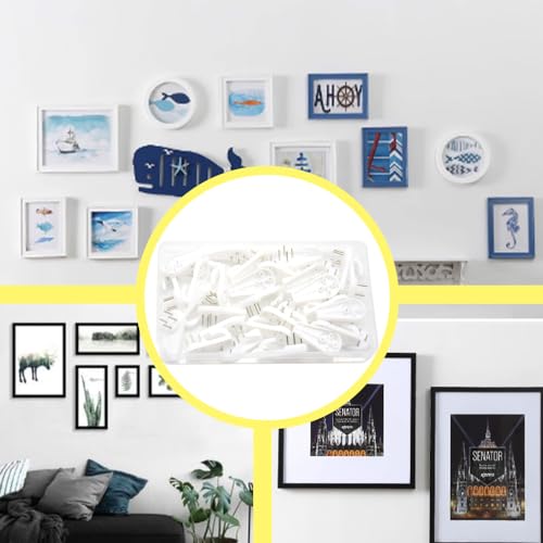 Image of 30 PCS Picture Hanging Hooks Plastic Invisible Nail Hangers Concrete Wall Hooks Hardwall Picture Hangers Picture Hook for Photo Frame Decorations (39x19x8 /XK-SL)