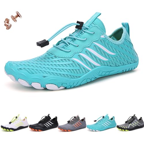 Jordningsskor med koppar för kvinnor och män, unisex barfotaskor vattenskor, halkfria, mjuka och bekväma effektiva jordskor, A34blue, 38 EU