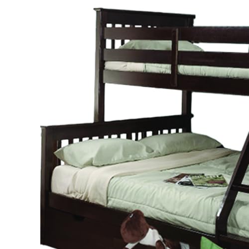 Image of APRODZ Fragho Sheesham Wood Bunk Bed with 2 Drawer Storage | Wooden Twin Over Bed with Ladder for Kids' Room Bedroom Living Room Home (Brown Finish)
