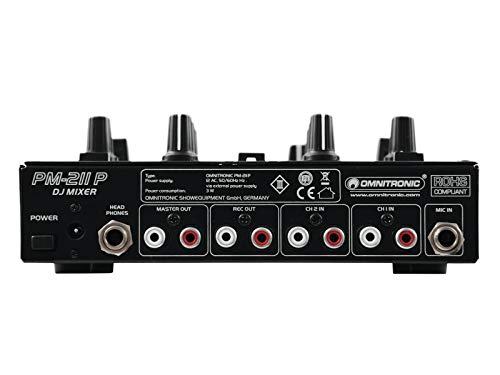 Omnitronic PM-211P 2-Kanal-DJ-Mixer mit integriertem MP3-Player | DJ-Mikrofoneingang mit Talkover-Schalter - Image 4