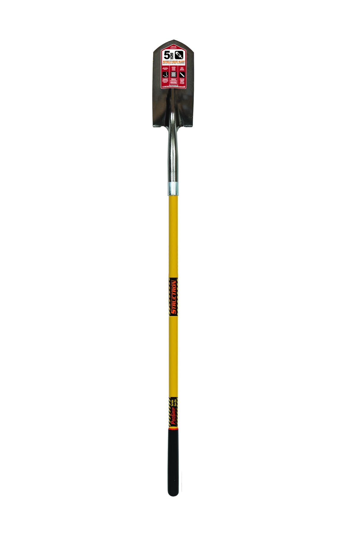 Structron 89185 Clean Out Shovel, 14 Gauge Spring Steel, 5" / Forward Turned Step, PowerCore & PermaGrip, 48" Premium Fiberglass, ProGrip