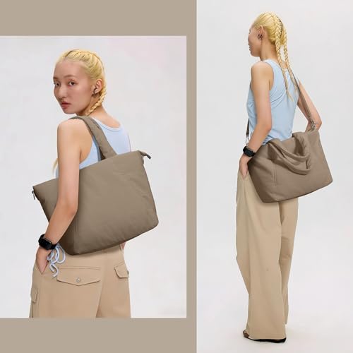 Image of KALIDI Quilted Carryall Tote Bag, Large Puffer Crossbody Women Handbags Shoulder Soft Fluffy Lightweight Travel