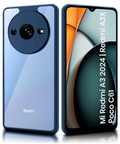 Image of WOW IMAGINE Shockproof Hybrid Back Cover for Mi Redmi A3 2024 | Redmi A3X | Poco C61 | Hard Slim fit Back Case | PC & TPU | Clear Transparent Case - Blue