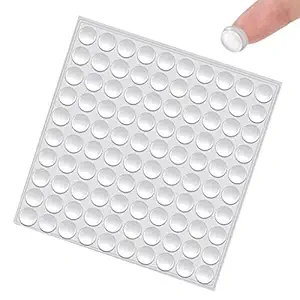 HASTHIP Set of 100 Pieces Round Adhesive Silicone Bumper Door Cabinet Drawer Safety Stopper Mute Buffer Door Protector for Home (3x8 mm, Clear) 1 Sheet