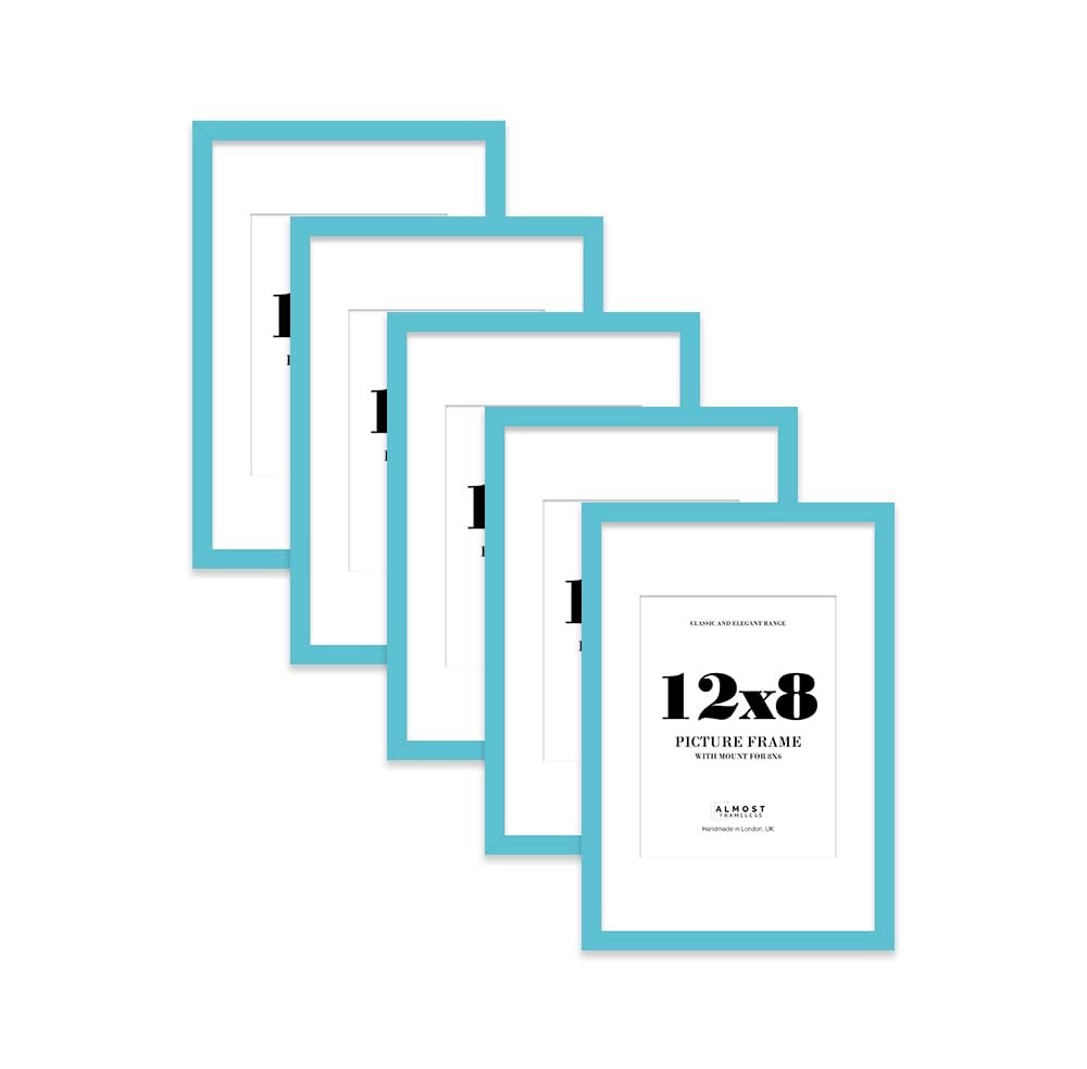 Turquoise Picture Frame 12x8 With 8x6 Mount for Photos - Wall & Table Display, Landscape or Portrait, 5 Pack โ image 1