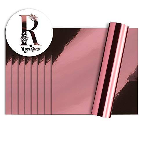Holographic Craft Vinyl Chrome Rose Gold Vinyl Sheets Permanent Rose Gold Adhesive Vinyl 12 x 12 Works with Cutters,8 Sheets