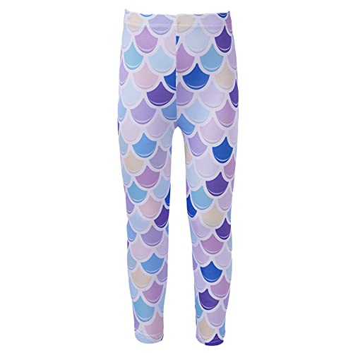 ranrann Mädchen Leggings Sport Hose Leggins Skinny Tights Laufhose Hohe Taille Kinder Ballett Gymnastik Training Sport Leggings Pants Stretch Lila Meerjungfrau_B 110-116/5-6 Jahre Cover
