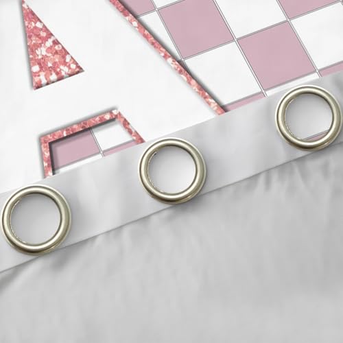 Image of Erosebridal Pink Initial A Window Drapes Kawaii Plaid Checkered Blackout Curtains 42 inchWx63 inchL Cute Personalized Monogram Curtains for Kids Girls Bedroom,Fashion Grids Gingham Window Treatments 2 Panels