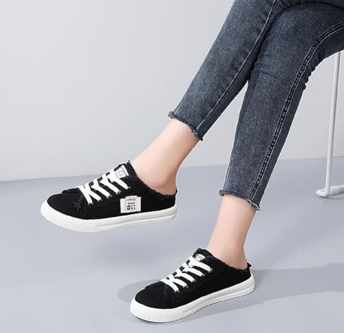 2025 New Women's Canvas Shoes Fringed Hem Denim Fabric Autumn Style Spring Casual Sports Preppy Flat Sneakers for Students4