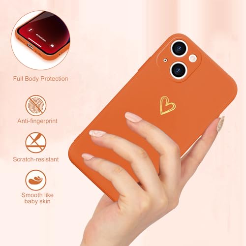Image of Wirvyuer for iPhone 14 Case Cute Slim Shockproof Phone Case with Wireless Charging Support and Protection, Orange