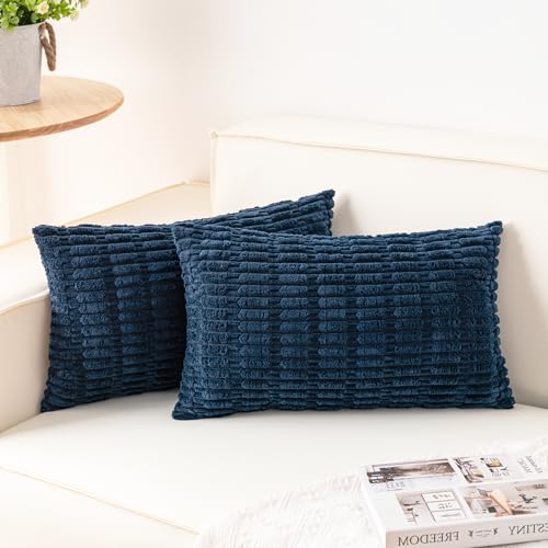 Image of Aegero Pack of 2 Corduroy Decorative Throw Pillow Covers 12x20 Inch, Teal