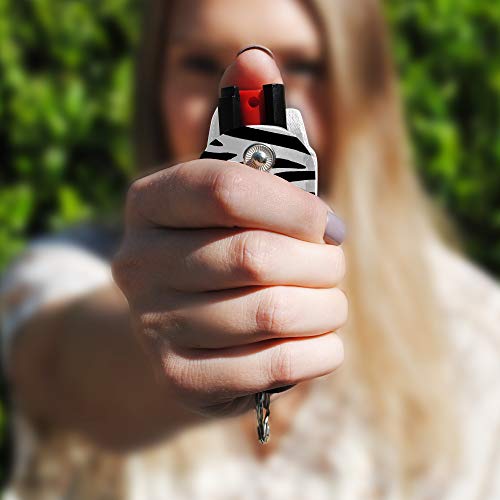 Guard Dog Security Pepper Spray Keychain, Red Hot Self Defense Spray with UV Dye - Choose a Leather Holster Color, Zebra - Black/White