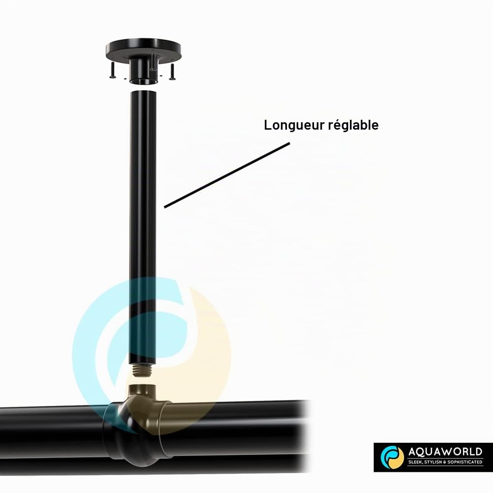 AQUAWORLD Oval Shower Curtain Rod for Bathroom Decor, Ceiling Mounted, Sturdy Construction, Black Shower Curtain Rod, Ideal for Small Bathrooms Size: 110 x 64 x 28 cm