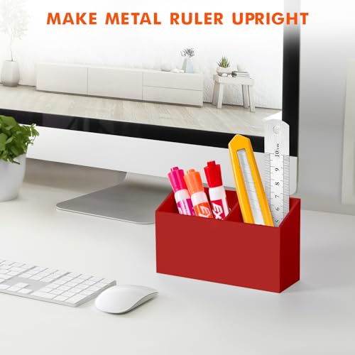 Image of BEYGORM Magnetic Dry Erase Marker Holder for Whiteboard & Refrigerator | Non-slip Acrylic Pen Holder for Classroom, Fridge Magnet, Locker Organizer Accessories, Teacher & School Supplies(Red)