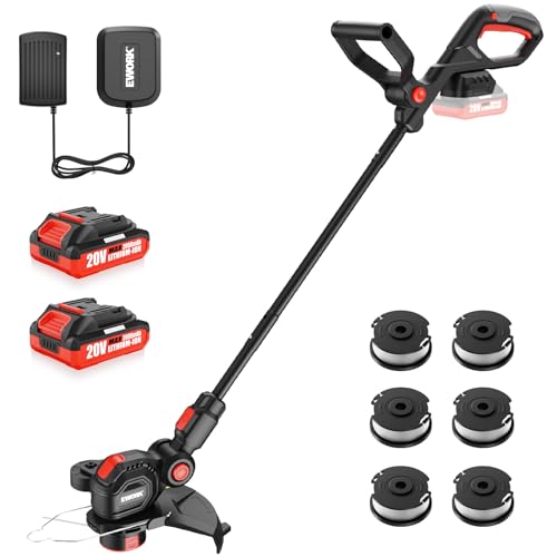 EWORK Weed Wacker Cordless 20V 12-Inch Weed Eater Battery Powered with 2×2.0Ah Batteries & Fast...