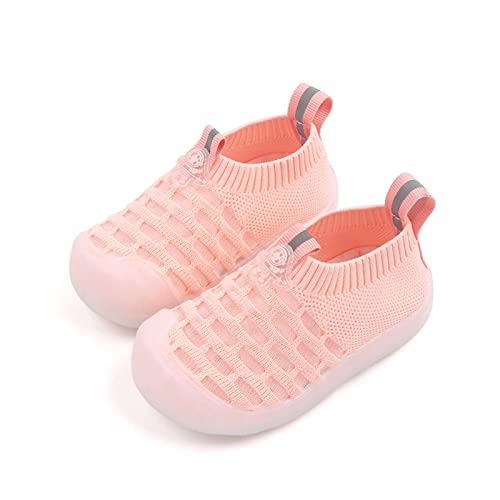 Toddler Floor Shoes Cute Child Boy Girl Walking Shoes Infant Non Slip First Walking Shoes Breathable Mesh Shoes (1-Pink, 15)2