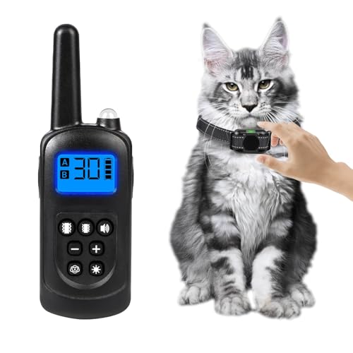 Cat Training Collar No Shock 2025 Vibrating Cat Collar with Remote 2000ft Beep and Vibration Collor for Cats 10-120lbs Rechargeable/Security Lock & Humane to Stop Bad Behaviors Black