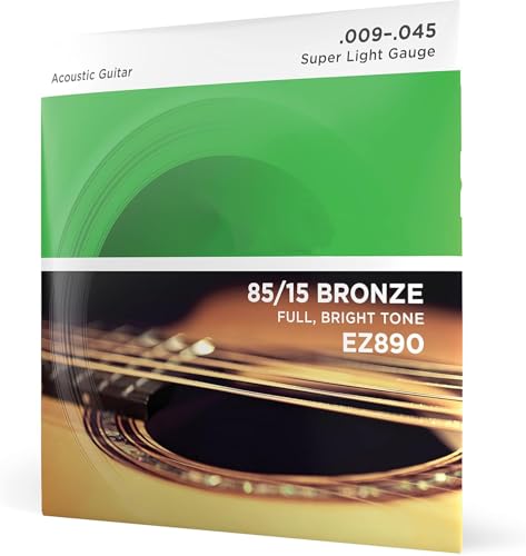 Image of EZ890 Extra Super Light Acoustic Guitar Strings - 6-String Set, 85 /15 Bronze, Hex-Core Design for Beginners and Sensitive Fingers, Crisp Tone, Corrosion-Resistant