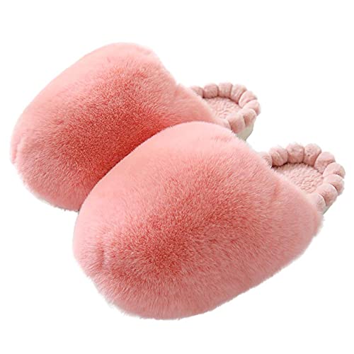 Pantoufles en fausse fourrure de lapin pour femmes Pantoufles de chambre à coucher en mousse à mémoire de forme à fourrure confortable,L,pink Cover