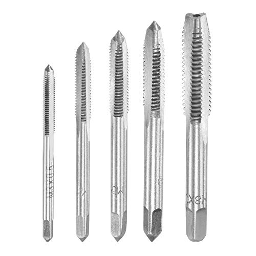 Uxcell A20112400UX0517 M3 M4 M5 M6 M8 Hand Threading Tap Set High Speed Steel Straight Flutes Metric Thread Screw Taps Uncoated 5Pcs cover