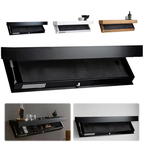YUANYINSM Magic Flap Design Shelf with Secret Compartment – Hidden Compartment Shelf, Floating Shelves with Drawer, Wall Mounted Secret Storage Shelf for Home or Office (Black)