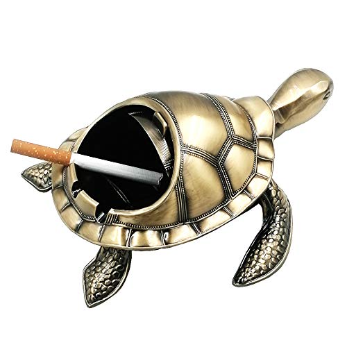 Vintage Windproof Ashtray With Lid Metal Creative Turtle Cigarettes Ashtray For Outdoor Indoor Decorative Ashtray Holder For Home Office Desktop Decor,Bronze #TOP2