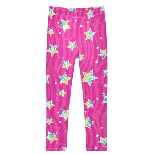 Girls' Leggings Ankle Length Printed Leggings Super Fun Rainbow Star Soft Comfortable Pants for Kids 4-10 Years