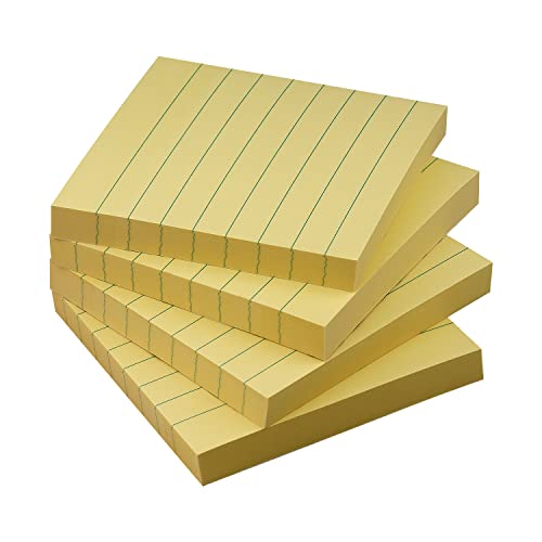 Lined Sticky Notes 3x3 Sticky Notes with Lines Self-Stick Notes Bright Color 4 Pads 90 Sheets/Pad...