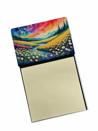 Caroline's Treasures Buttercups in Color Sticky Note Holder Refillable Dispenser Self-Sticky Note Pads, Memo Pads Blank Desk Accessories
