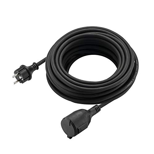 Verlängerungskabel 15m Schuko Verlängerung Gummi Kabel für den Außenbereich IP44 H07RN-F 3G1,5 mm² mit Schutzkappe und Kindersicherung, 3500W