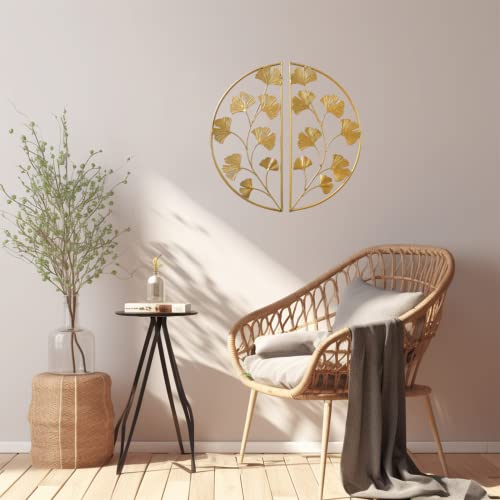 Polunca Gold Metal Wall Decor, Hanging Wall Decor, Modern Art Ginkgo Leaf Design, Perfect For Bedroom, Bathroom And Living Room,16 Inch #TOP3