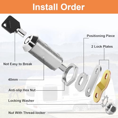 Image of Cam Lock RV 1-1 /2 inch Locks for Storage Door RV Compartment Keyed Alike,Trailer Replacement Set with Keys, Chrome Finish (4, 1-1 /2 Inch)