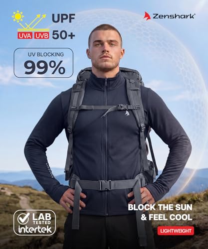 Image of ZENSHARK UPF 50+ Sunscreen Jacket for Men & Women | UV Protection Anti-Tan Jacket, Full Sleeve Quick-Dry Breathable | Lightweight Running, Cycling, Cricket, Trekking | S-3XL