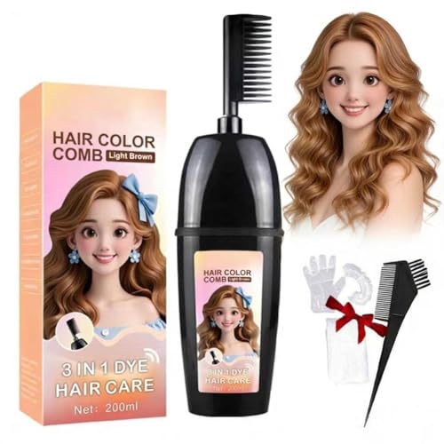 3-In-1 Comb For Hair Coloring With Integrated Brush, Portable Dye Comb For Gray Hair Coverage,Waterproof And Sweatproof,No Mix D