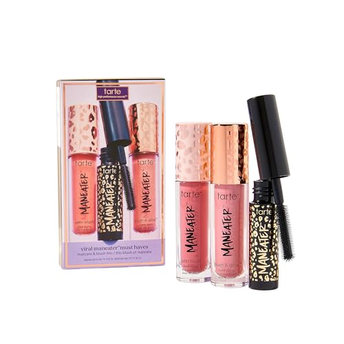 tarte viral maneater must haves mascara & blush trio - pink & pink coral - travel size