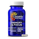 CocoaVia Memory & Focus Brain Supplement, 30 Day, Cocoa Flavanol Blend, Lutein, Added Caffeine for B
