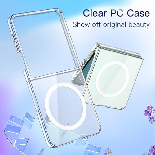 Image of JETech Magnetic Case for Samsung Galaxy Z Flip 7 2025 Compatible with MagSafe, Non-Yellowing Transparent Hard PC Protective Phone Cover, Anti-Scratch (Clear)