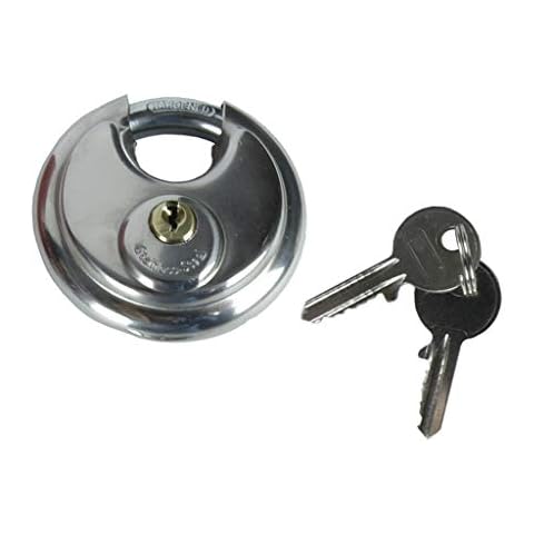 Round Discus Padlock 2 Keys 70mm Disc Heavy Duty Outdoor Stainless Steel Shackle Security Lock Cover