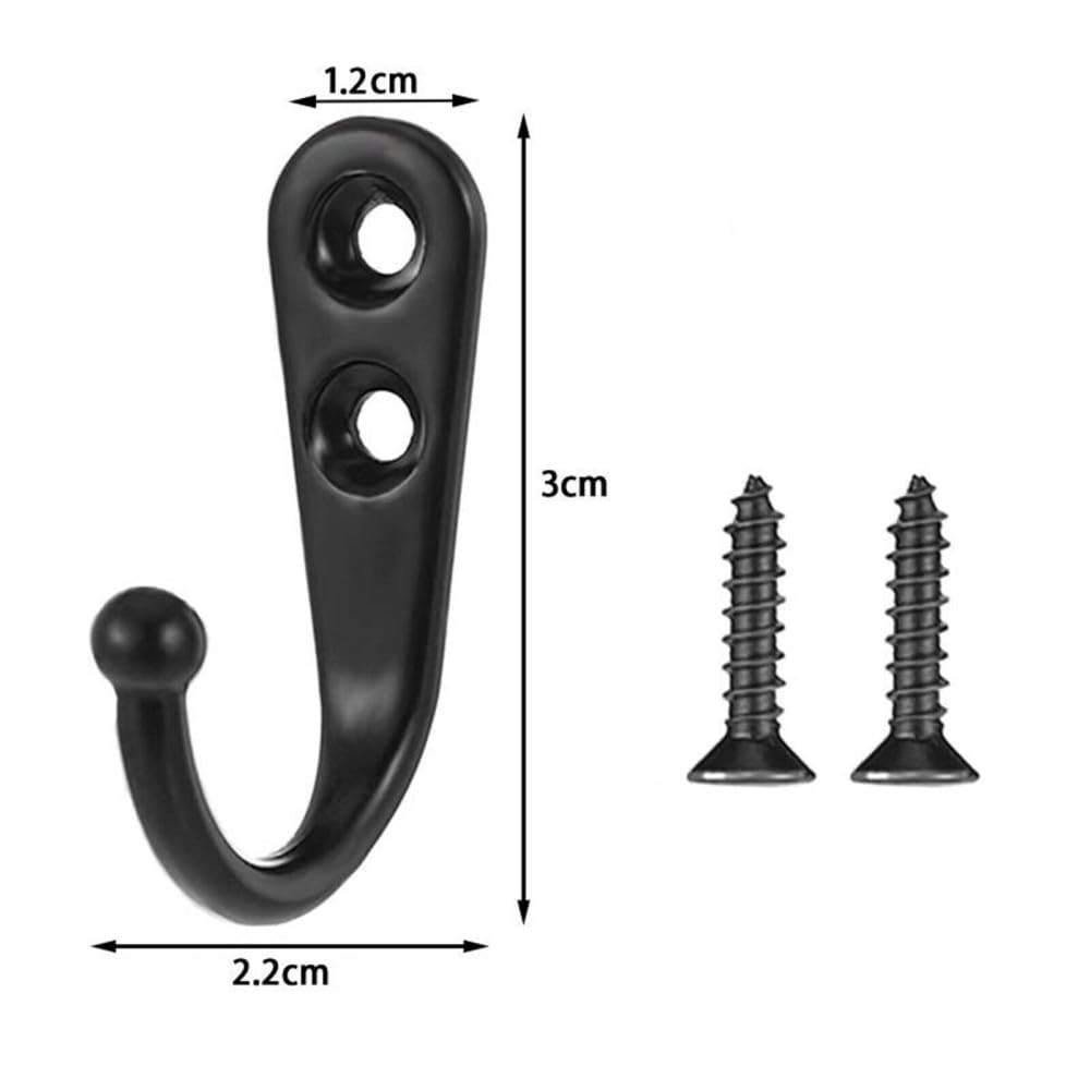 Geschirrtuchhaken, Wandhaken, Kleiderbügel for Aufhängen, 10 Stück, Wandmontage, einzelner Kleiderbügelhaken, rustikaler Bademantelhaken, schwarzer Handtuchhaken aus Metall, Vintage-Kleiderbügel for H