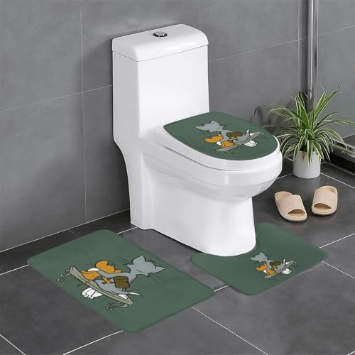 トムとジェリー かわいい アニメ 3点セット バスマット トイレマット 便座カバー フタカバー 滑り止め 吸水 人気 漫画 足ふきマット 暖房 ふんわり 洗える 抗菌 防臭