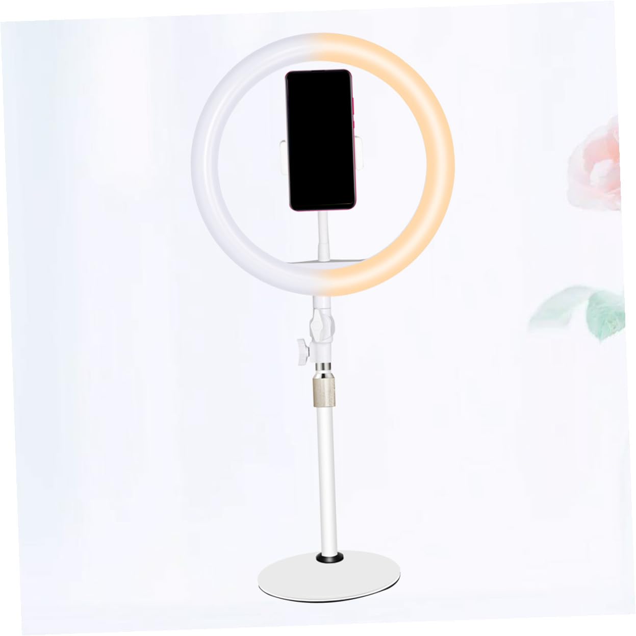 Hemobllo Luce Selfie LED Bianca per Telefono Supporto Regolabile da 10 Pollici, Braccio Rotante in Ferro e Plastica, per Make-up e Video, Cavo USB Risparmio Energetico