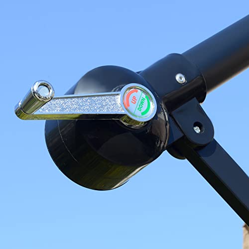 Outsunny 2.7M Garden Banana Parasol Cantilever Umbrella With Crank Handle And Cross Base For Outdoor, Hanging Sun Shade, Light Brown - 9