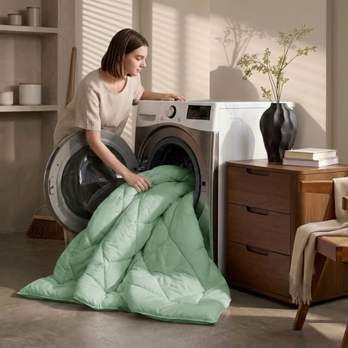 CozyLux Bettdecke 155x220 cm Salbeigrün für 4 Jahreszeiten – Ansicht 6