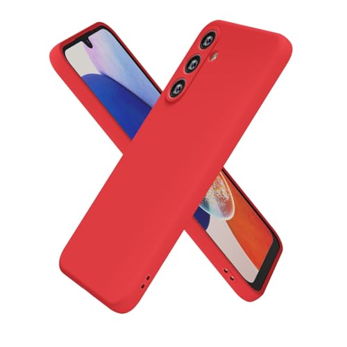 oakxco for Samsung Galaxy A14 5G Case Silicone, Ultra Slim Thin Phone Case for Women Girls, Plain Solid Color Minimalist Aesthetic Cute Girly Design, Soft Rubber Gel TPU with Camera Cover, Red
