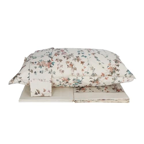 Gabel Lenzuolo matrimoniale Naturae Zefiro terra sopra lenzuolo 250x285 cm, sotto lenzuolo con angoli di 175x200x26 cm in colore panna e 2 federe da 52x82 cm con chiusura a pattella.