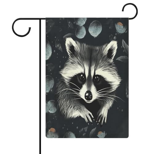 Bandera de jardín de verano con mapache para decoración exterior duradera 2