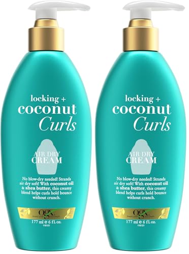 Image of OGX Locking Curls Cream | Coconut Infused | Air Dry Formula | Paraben Free | 6 oz Pack of 2