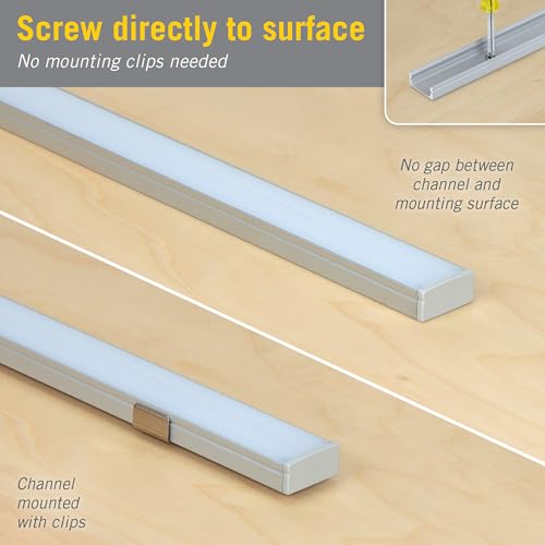 Image of Armacost Lighting LED Tape Light Mounting Channel, Easy Surface Mount, Silver, with Pre-Drilled Holes, 5-Pack 960057N