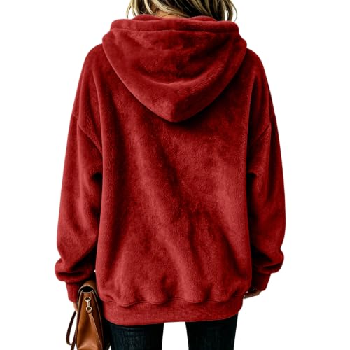 Womens Hoodies Pullover Fleece Oversized Fuzzy Flannel Cute Pullover | Casual, Pull on, Fluffy, Fuzzy, Tunic, Comfy, Soft, Holiday, Sports, Outing, Teacher, Fall Winter Fashion Outfits — view 5